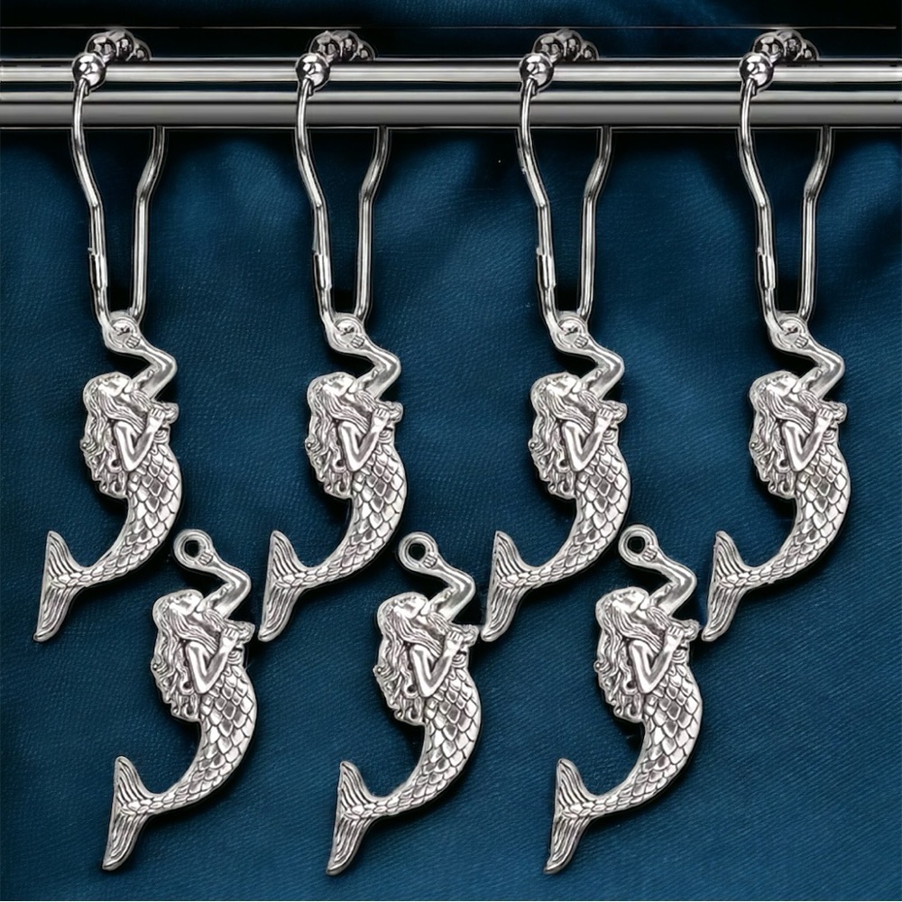 Mermaid Shower Curtain Hooks Set of 12 Coastal Mermaidcore Low Stock
